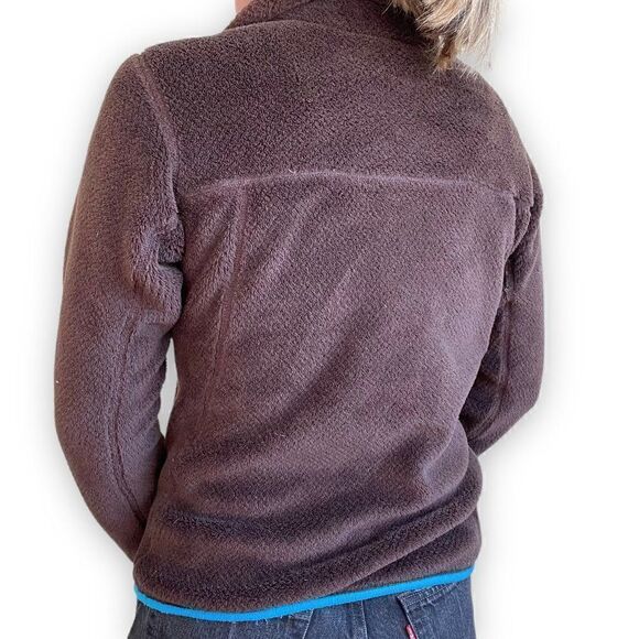 Patagonia Womens Brown Fleece Blue Trim Snap Pullover Sweatshirt Sz XS - Picture 5 of 8